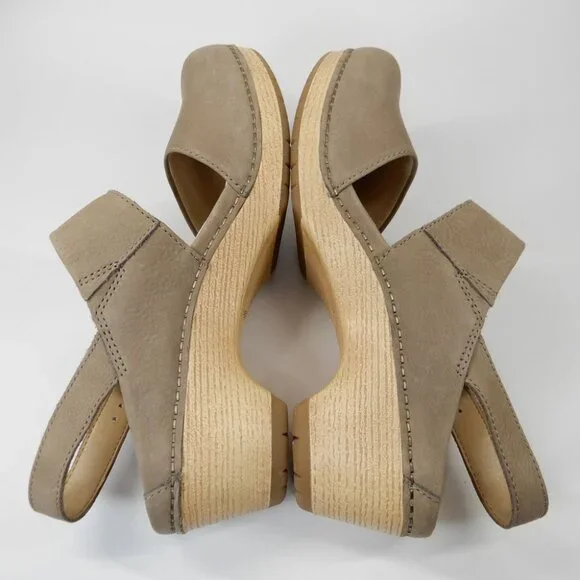 DANSKO Lucia Slingback Clog Pumps Shoes Size 40 9.5 10 Taupe Nubuck NEW $159 - Picture 9 of 14